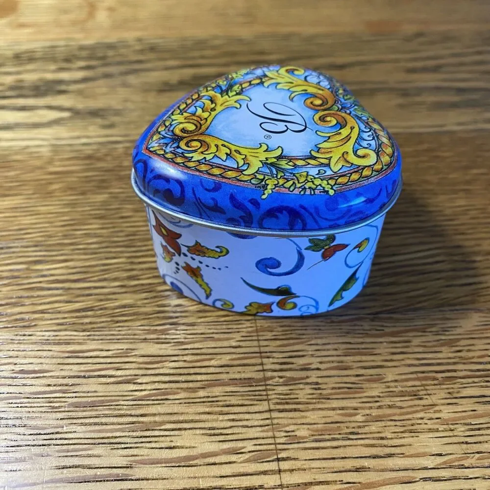 Brighton Empty Small Heart Tin Ring Box with Royal Blue Velvet Foam Insert